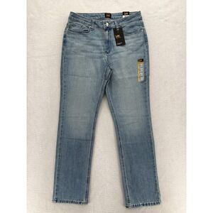 Lee Jeans Womens 12 Tall Blue Light Wash Straight Mid Rise Stretch Denim NWT